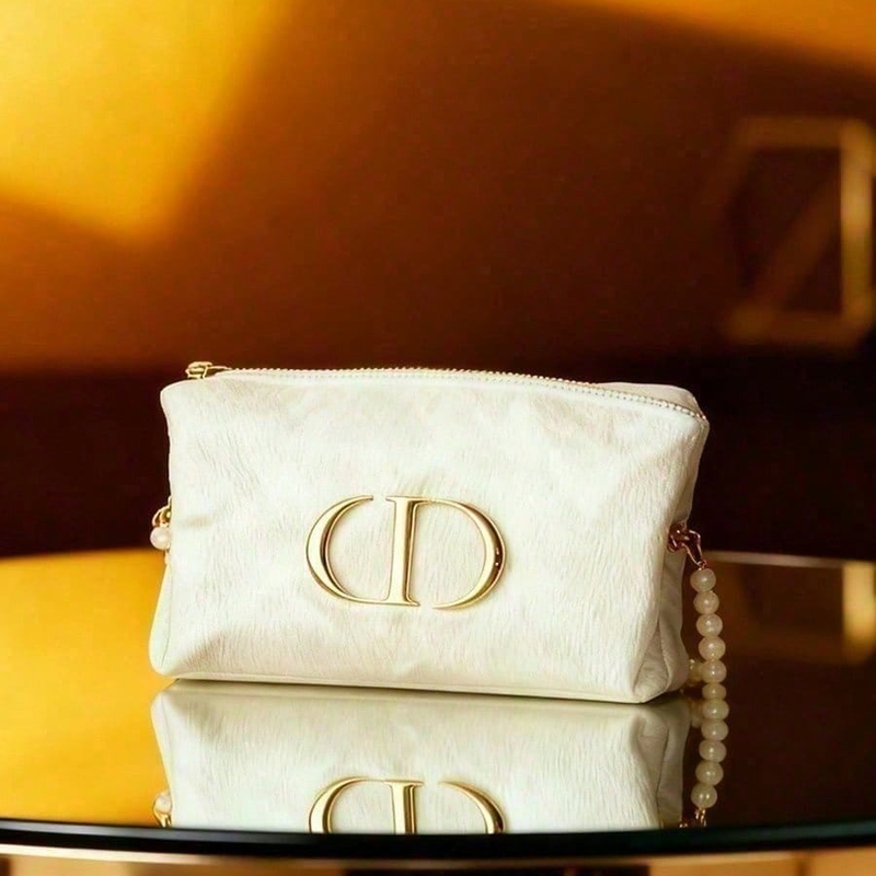 Women'S Fashion Essentials - Dior’s Bag White Velvet Travel Cosmetic
