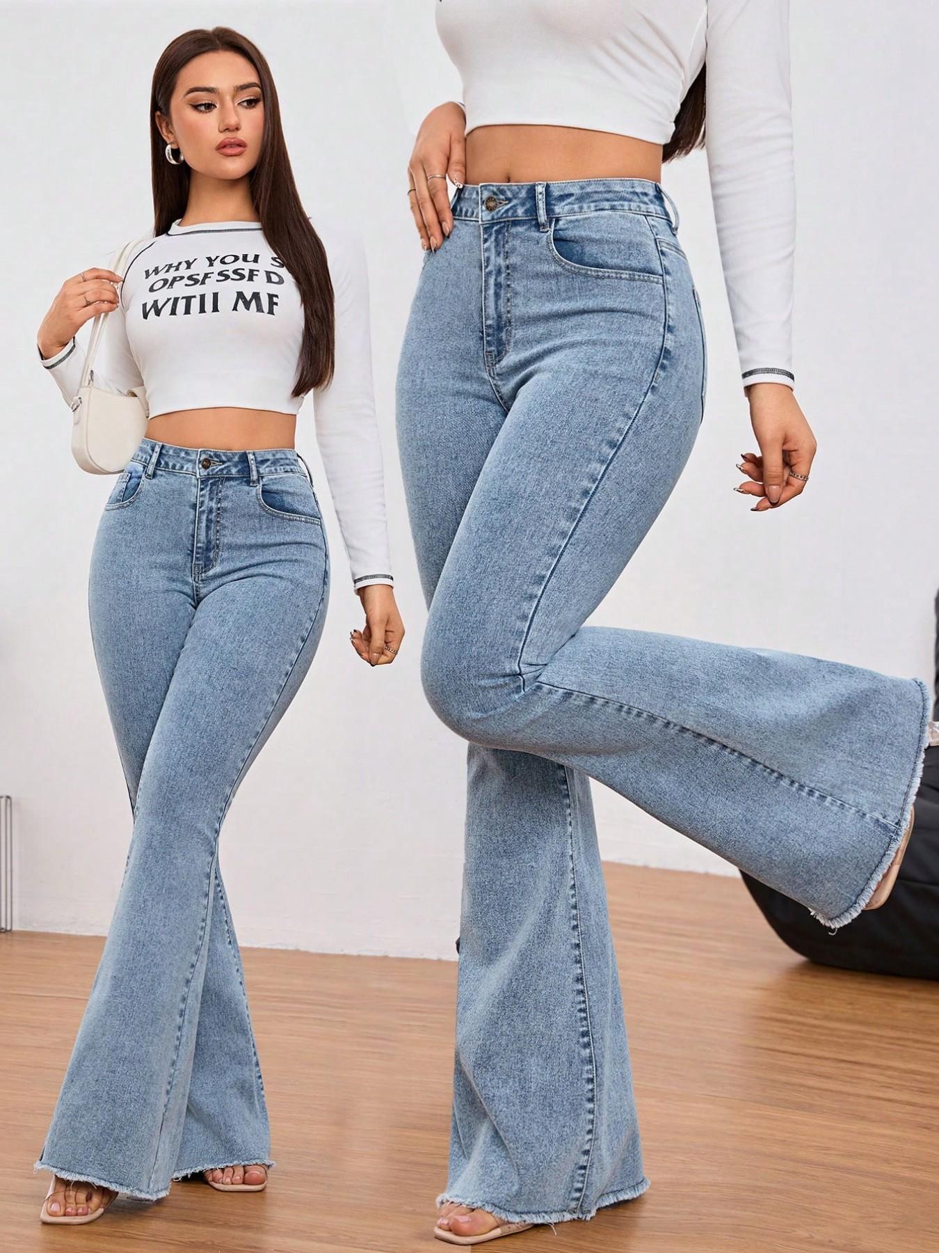 Mom Jeans Women - Tall Women's Micro Flare Frayed Edge
