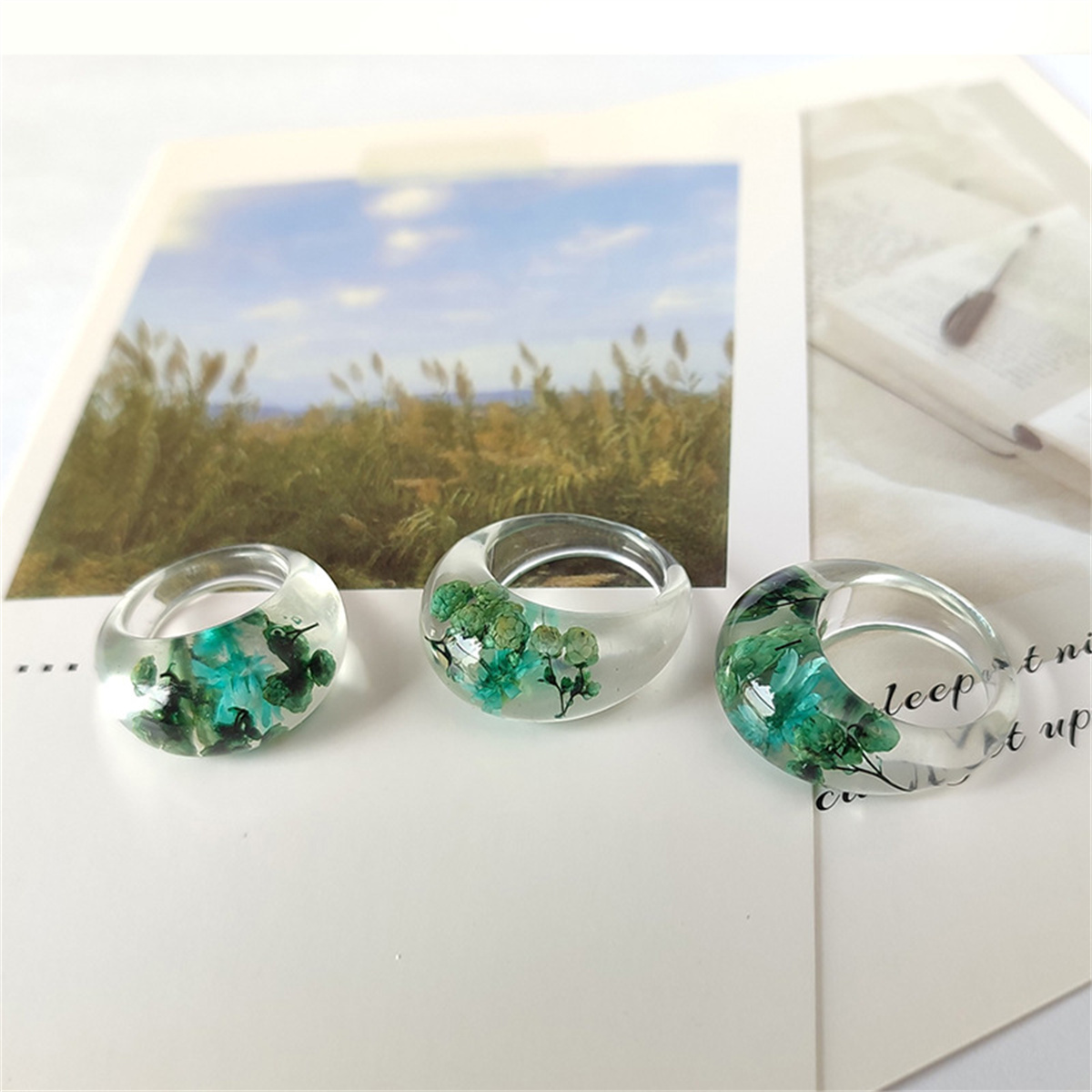 Transparent Resin Ring with Re - مراجعة Women'S Real Y2K Fashion وسعره