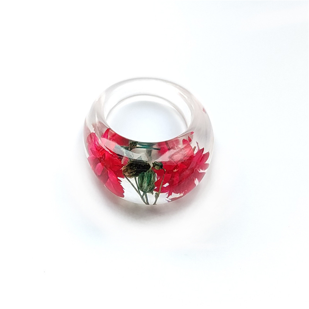 Transparent Resin Ring with Re - مراجعة Women'S Real Y2K Fashion وسعره
