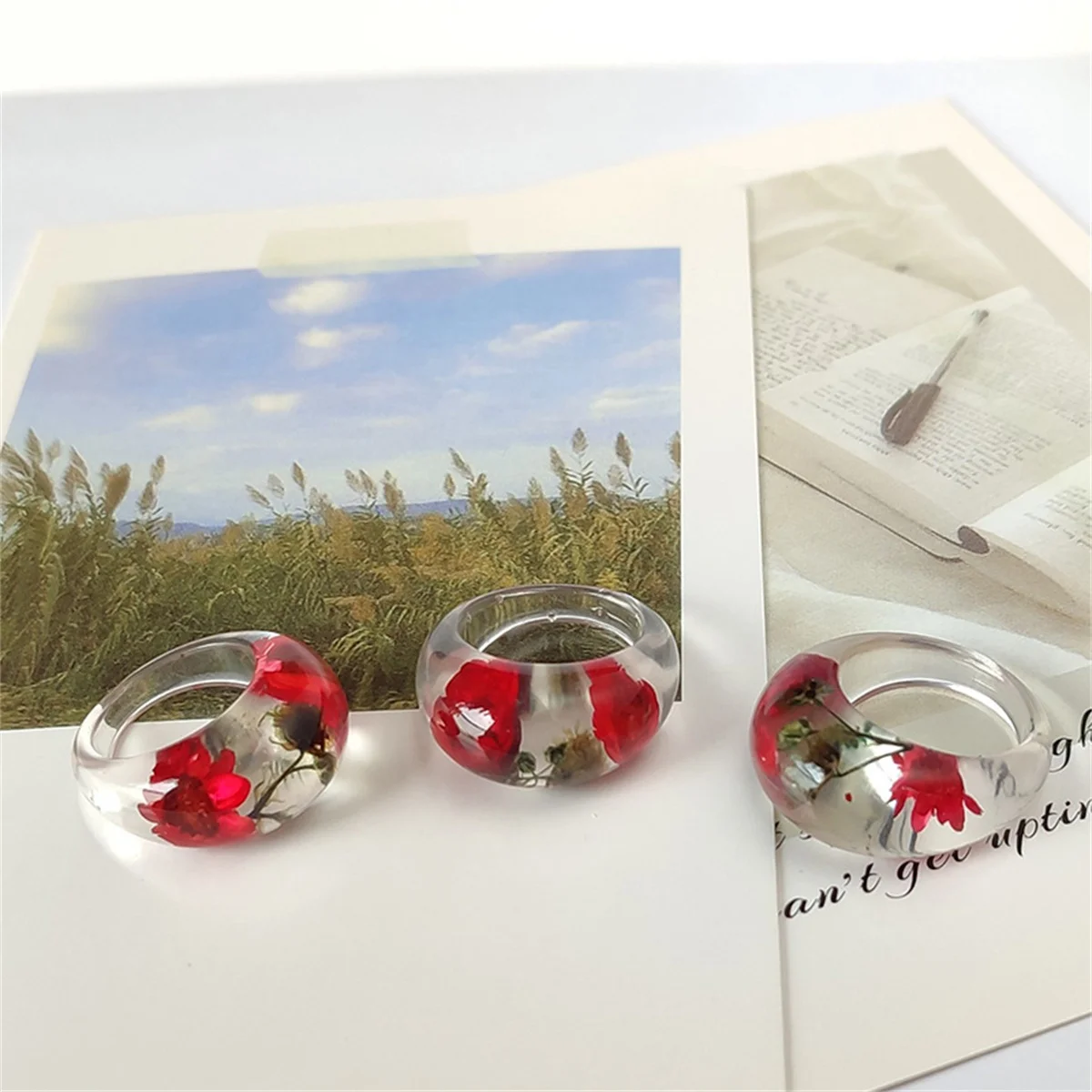 Transparent Resin Cute Ring Re - مراجعة Women'S Real Y2K Fashion وسعره