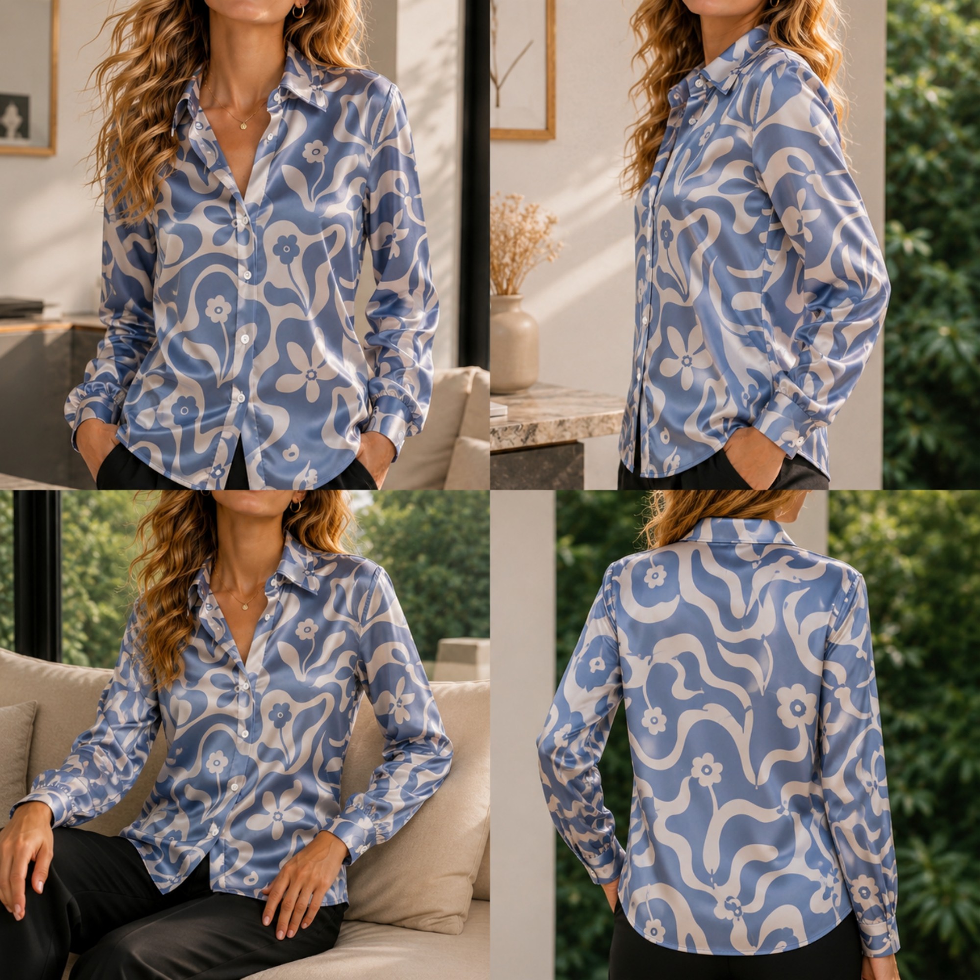 Women Green Satin Blouse White - مراجعة Women Fashion Images وسعره
