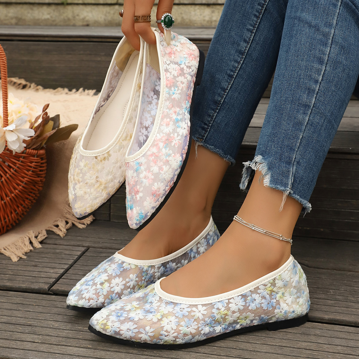 Summer Elegant Flower Low Heel - مراجعة Women Fashion Images وسعره