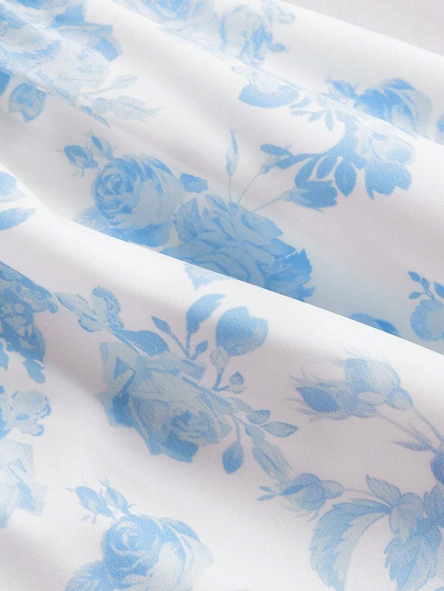Blue And White Floral Print La - مراجعة Lace Trim Cami وسعره