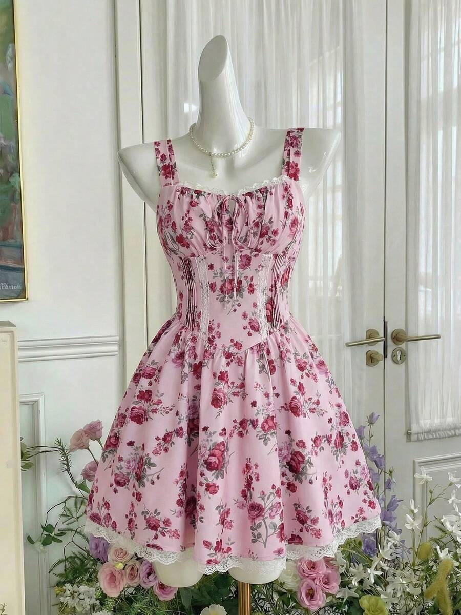 Blue And White Floral Print La - مراجعة Lace Trim Cami وسعره