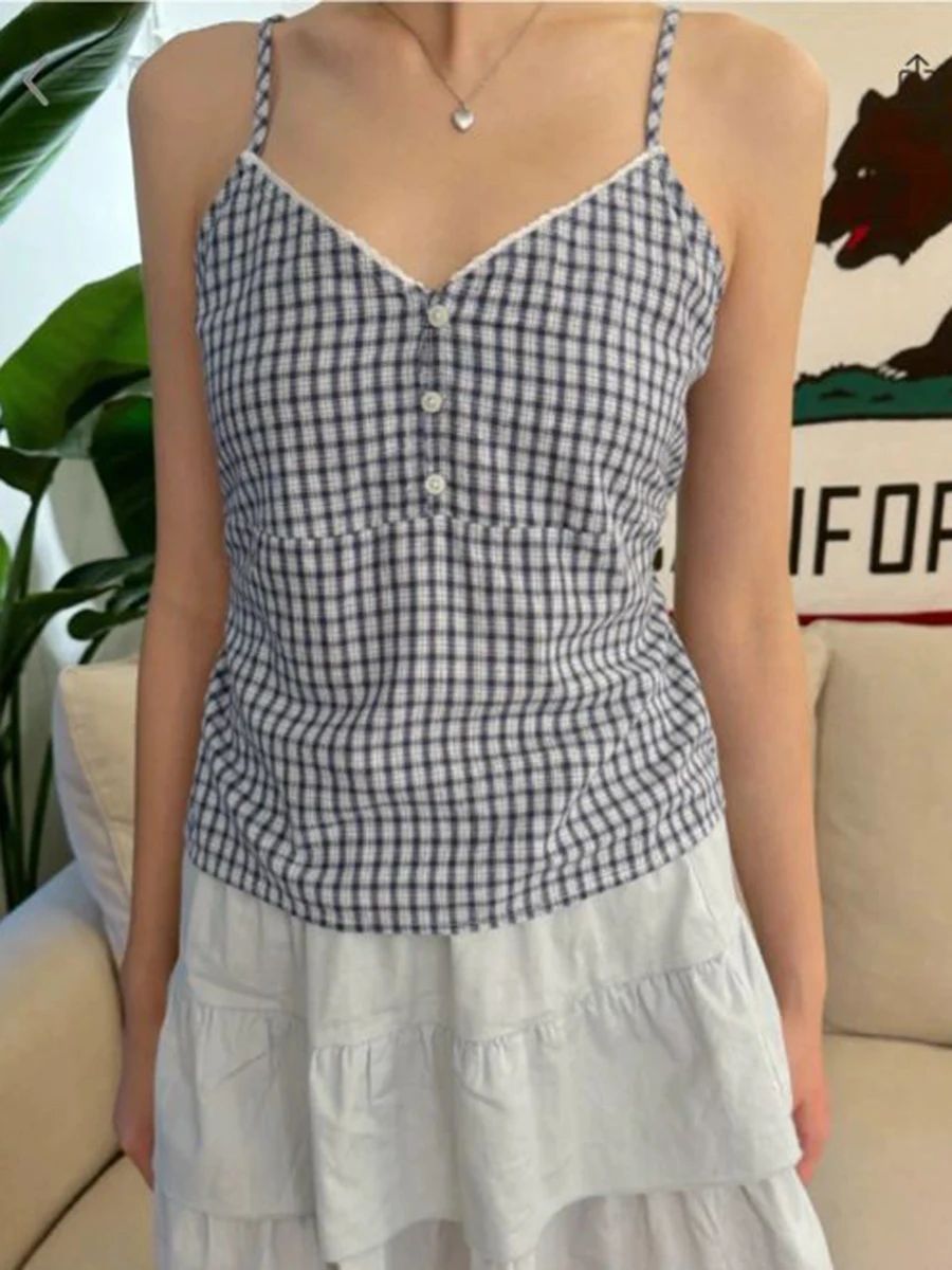 Navy Plaid Tank Shorts 2 Piece - مراجعة Lace Trim Cami وسعره