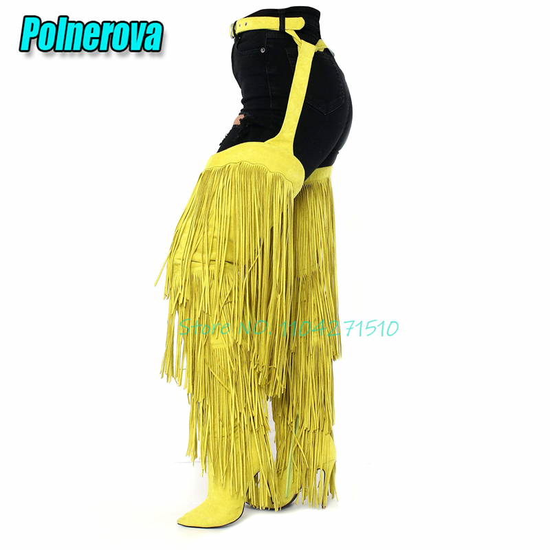 Yellow Tassel Over The Knee Bo - مراجعة Women'S Fashion Trousers وسعره