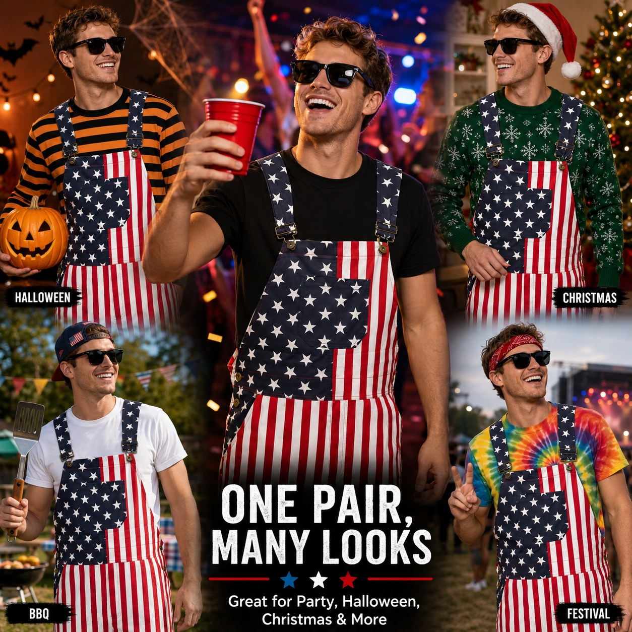 American Flag Printed Bib Over - مراجعة Women'S Fashion Trousers وسعره