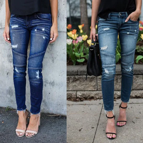Pencil Pants Jeans Women Hole  - مراجعة Mom Jeans Women وسعره