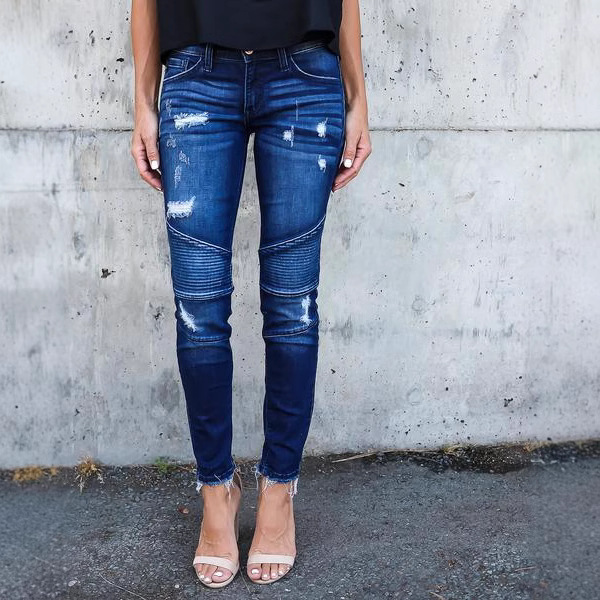 Pencil Pants Jeans Women Hole  - مراجعة Mom Jeans Women وسعره