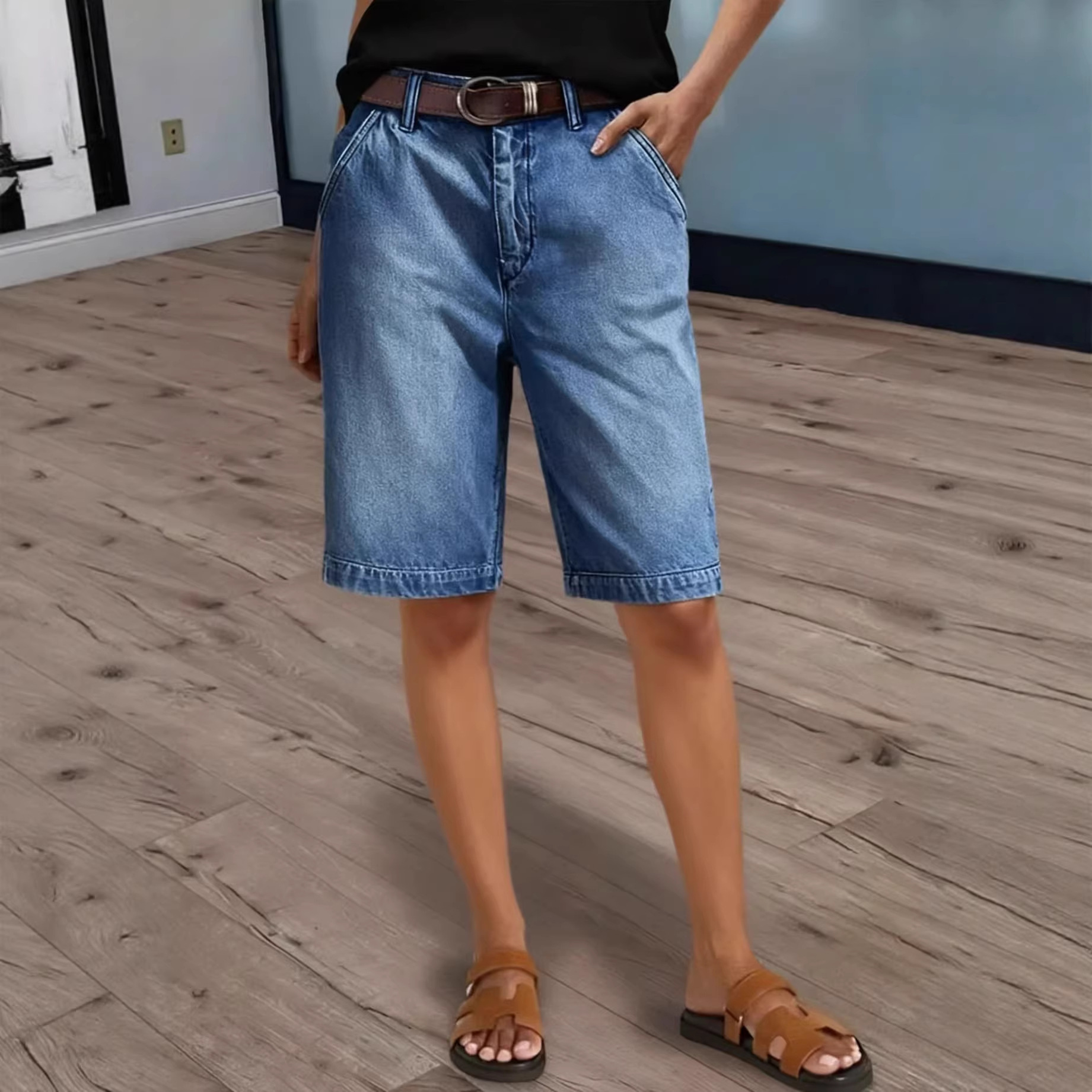 Women Knee Length Denim Shorts - مراجعة Women'S Fashion Trousers وسعره