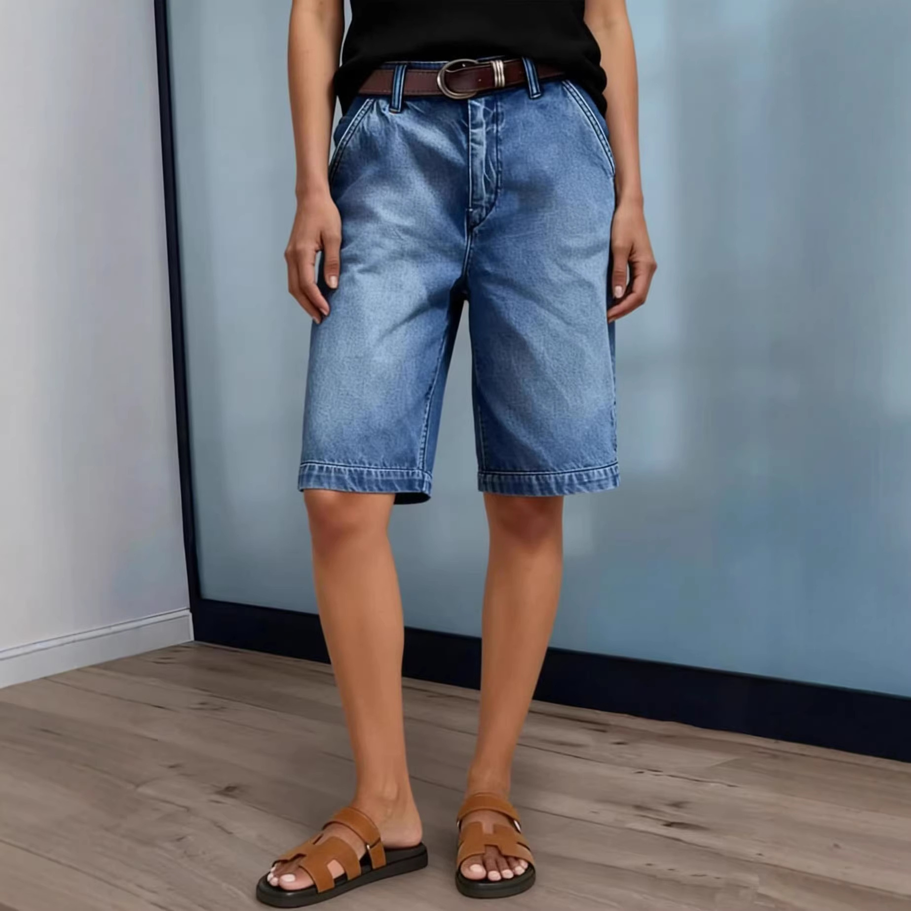 Women Knee Length Denim Shorts - مراجعة Women'S Fashion Trousers وسعره