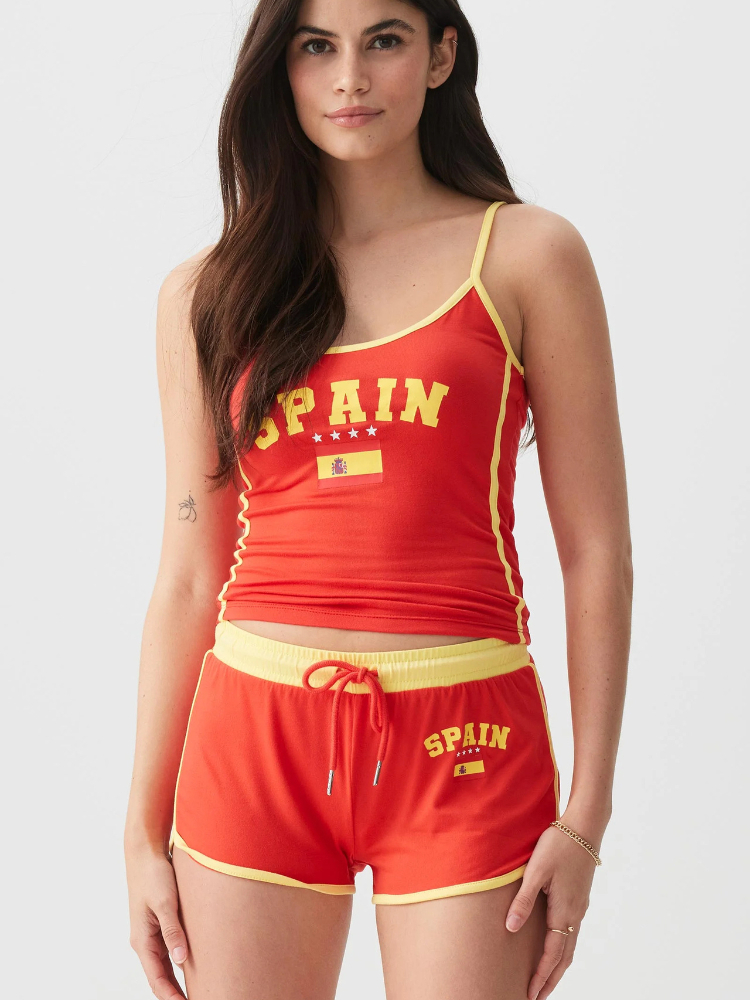 Women Y2K Spain Print 2 Piece  - مراجعة Lace Trim Cami وسعره