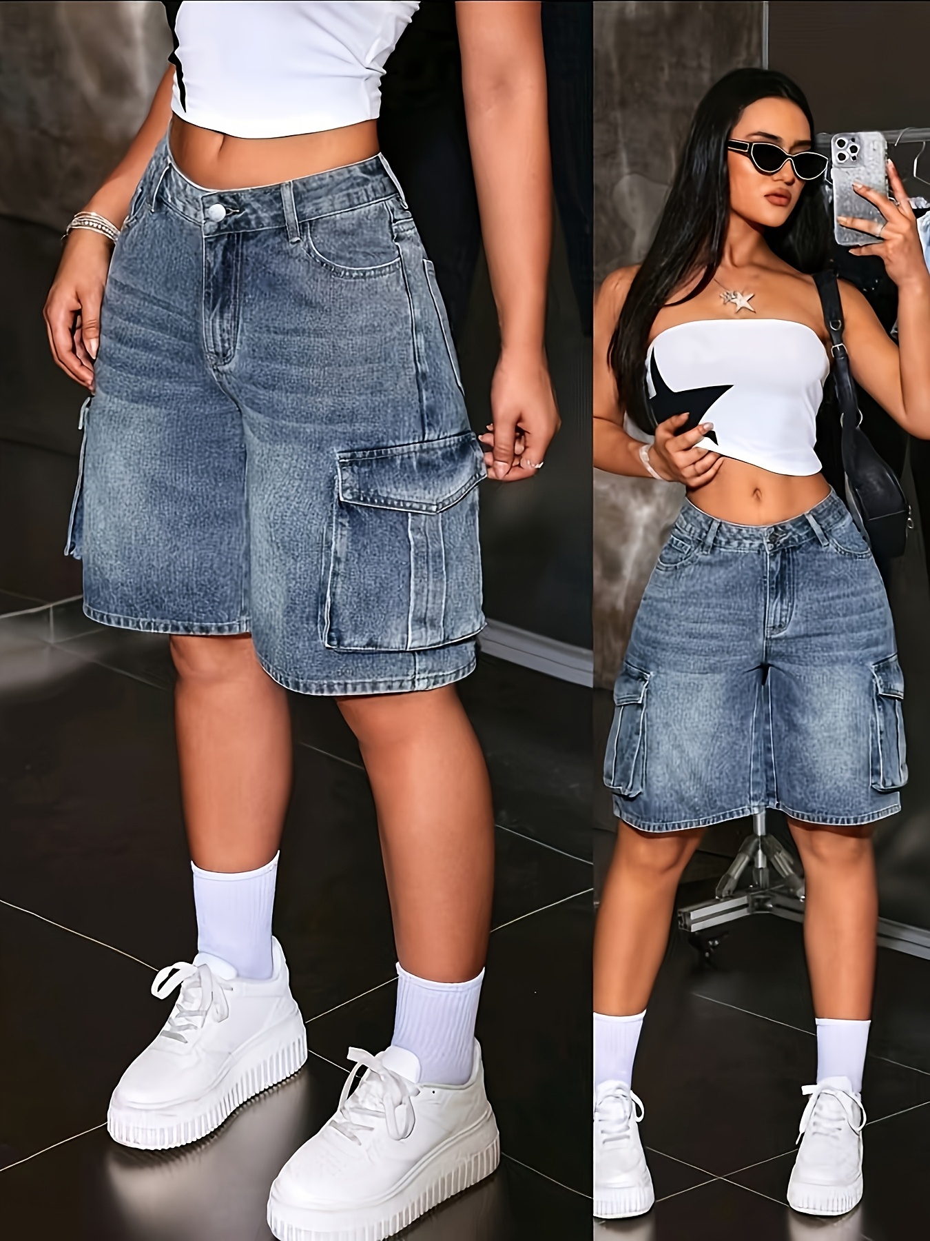 Women's Multi-Pocket Bermuda B - مراجعة Mom Jeans Women وسعره